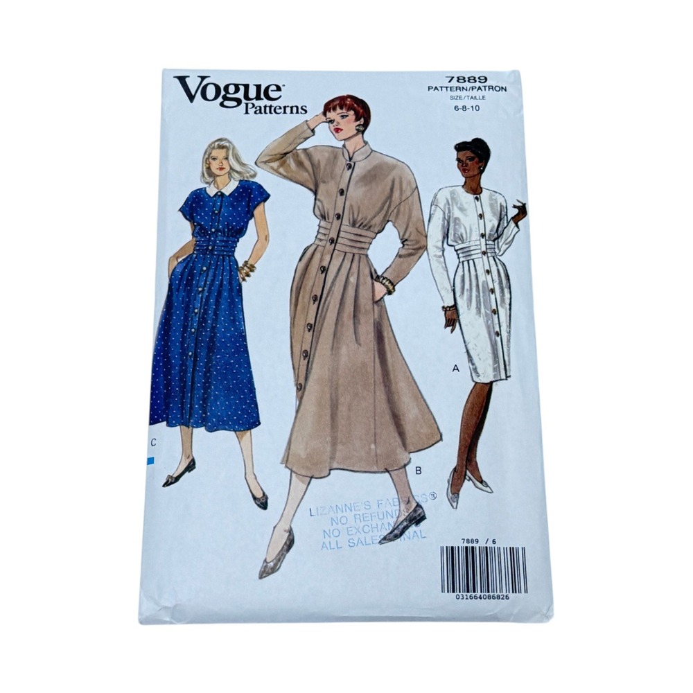 Vogue 7889 Sewing Pattern Misses Shirt Dress Size 6-8-10 New Uncut Vintage